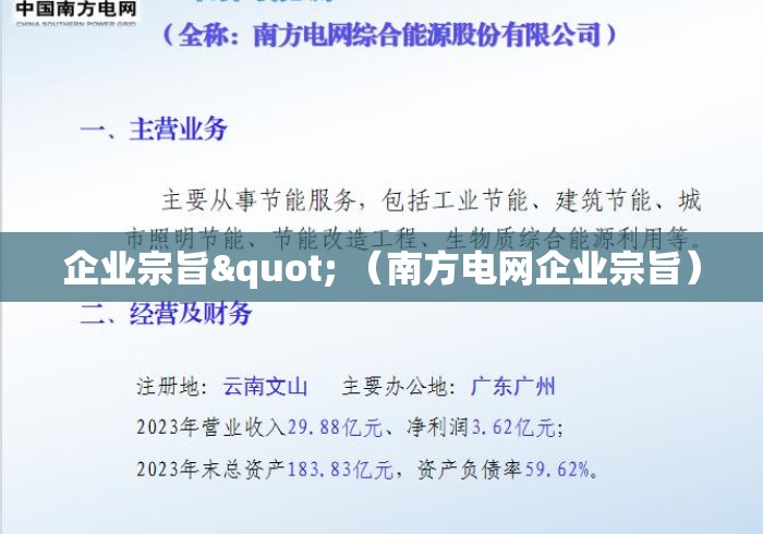 企业宗旨" （南方电网企业宗旨）