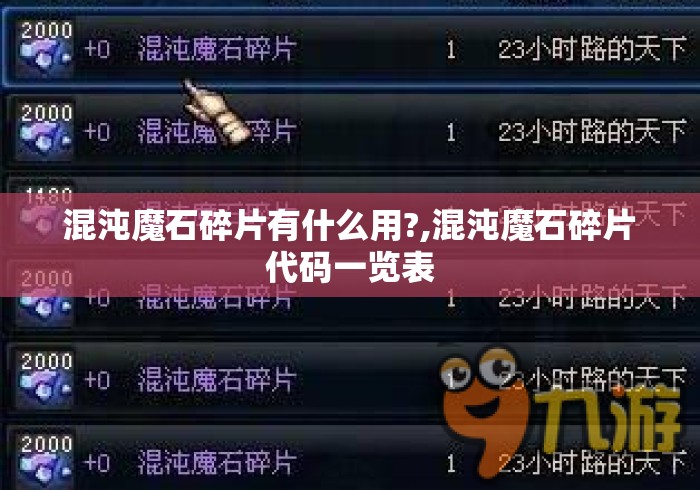 混沌魔石碎片有什么用?,混沌魔石碎片代码一览表 混沌魔石碎片有什么用?,混沌魔石碎片代码一览表