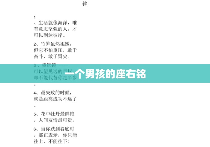 一个男孩的座右铭
