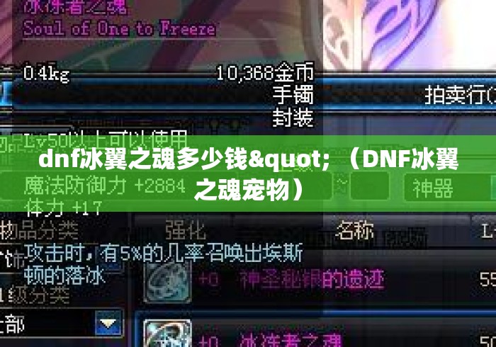 dnf冰翼之魂多少钱" （DNF冰翼之魂宠物）