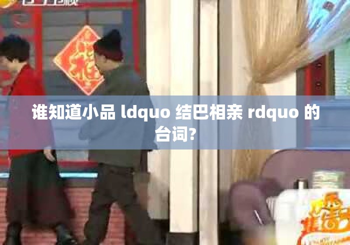 谁知道小品 ldquo 结巴相亲 rdquo 的台词?