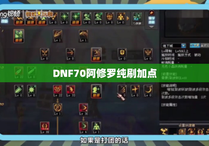 DNF70阿修罗纯刷加点