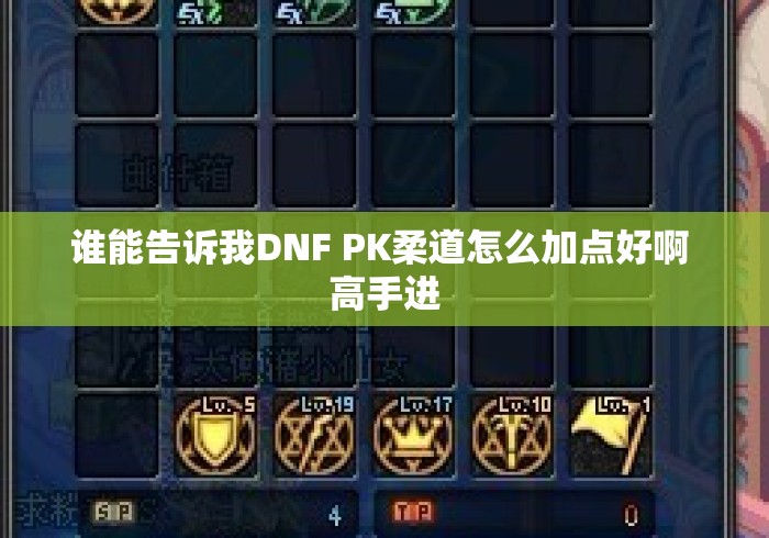 谁能告诉我DNF PK柔道怎么加点好啊 高手进